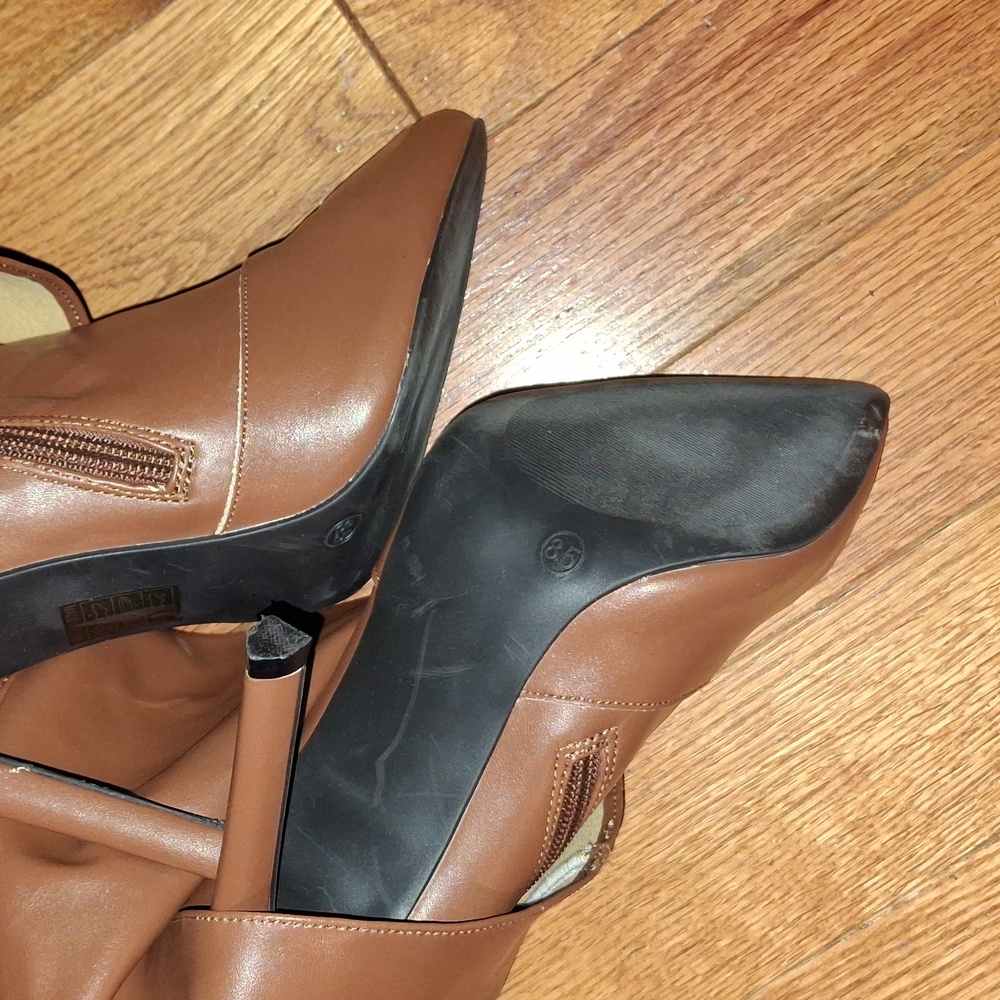 Brown Leather Knee-High Boots - Picture 4 of 9
